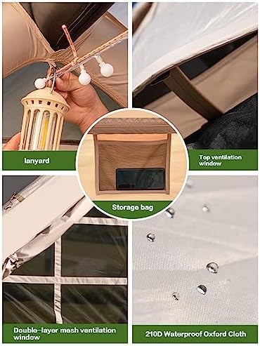 Inflatable Camping Tent, 2/4/6/8 Person Glamping Inflatable Tents for Camping, 2025 Update Zipper Door Easy Setup Blow Up Tents Big House with Rainfly&Mosquito Screen, 4 Season