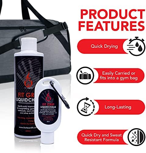 Liquid Chalk for Weight Lifting, Rock Climbing, Cross Training, & Powerlifting, Gym Approved Workout Chalk for Hands & Calluses