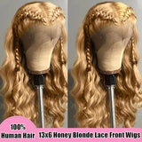 KTOOYKE 200% Density 30 Inch Honey Blonde 13x6 HD Lace Front Wig Human Hair Body Wave Lace Frontal Wigs Human Hair Pre Plucked 27# Honey Blonde Wig Glueless Wigs