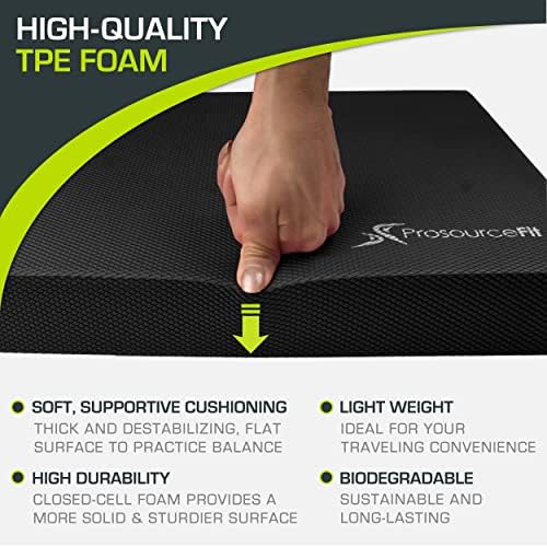 ProsourceFit Exercise Balance Pad – Non-Slip Cushioned Foam Mat & Knee Pad for Fitness and Stability Training, Yoga, Physical Therapy 15.5”x12.75”, Red
