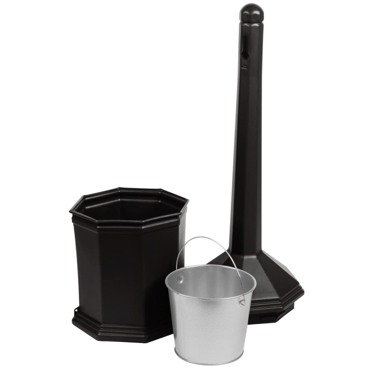 Commercial Zone 710301 Smoker’s Outpost Site Saver Cigarette Receptacle, Black, Plastic, 5 Quart