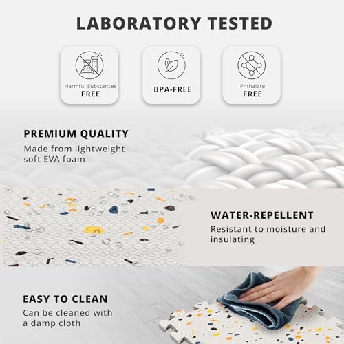 Gym Flooring Set - Interlocking EVA Soft Foam Floor Mat, 18 Pieces Puzzle Rubber Tiles Protective Ground Surface Protection, Play Workout Exercise Mats Underlay Matting Sports Pool Home Fitness Garage