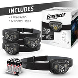 Energizer LED Headlamps PRO260 (4-Pack), IPX4 Water Resistant Headlamps, High-Performance Head Light for Outdoors, Camping, Running, Storm, Survival LED Light for Emergencies (Batteries Included)