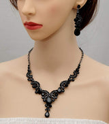 CSY Elegant Costume Jewelry Sets for Wedding Party Prom (Black)