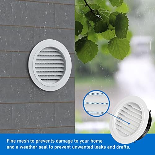 Hon&Guan 8'' Soffit Exhaust Vent, 8 Inch Round Wall Vent Cover for Bathroom Office Home (ø200mm)