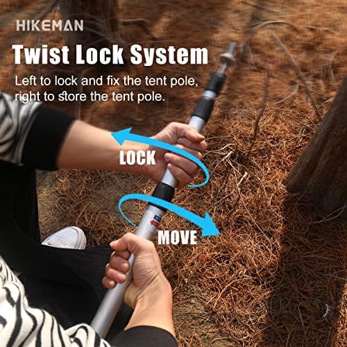 HIKEMAN Tent Poles Camping Poles for Tarp Awning Canopy Porch Sun Sails Tarpaulin Headroom Aluminium Adjustable Telescoping