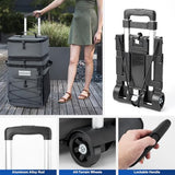 Odoland 48/72 Cans Soft Cooler with Wheels and Handle Collapsible Ice Chest Rolling Coolers on Wheels for Beach Camping Travel and Picnic