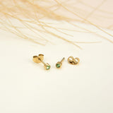 JUSTJANDM 12 Pairs Ear Piercing Stud Earrings for Ear Piercing Guns, Surgical Stainless Steel Multicolor Round Heart Star Cubic Zirconia Birthstone Stud Earrings Set (Gold round 4mm)