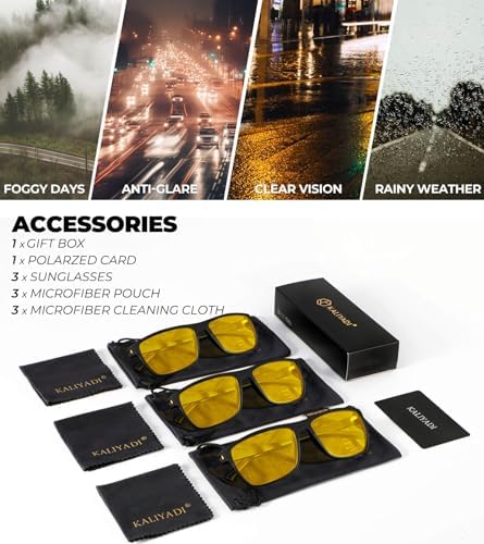 KALIYADI Polarized Sunglasses for Men, Lightweight Sun Glasses with UV Protection for Driving Fishing Golf