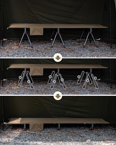 OneTigris SUPRANUBIS Camping Cot, Height Adjustable with Cot Leg Extenders, Strong Support 330lbs, Lightweight Comfortable Folding Bed for Camping, Hiking, Travel, Truck, Beach, Office Nap