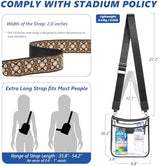 3 Pockets Large Clear Bag for Stadium Events with 2 Long Straps Purse for Women Crossbody Bag Concert Stadium Approved