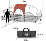 CAMPROS CP Tent 8 Person Camping Tents, Weather Resistant Family Tent, 5 Large Mesh Windows, Double Layer, Divided Curtain for Separated Room, Portable with Carry Bag