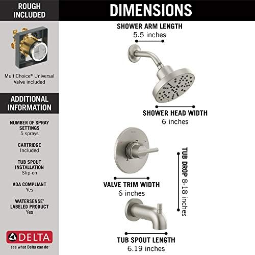Delta 144749-SS Nicoli Faucet, With Shower Head, Stainless