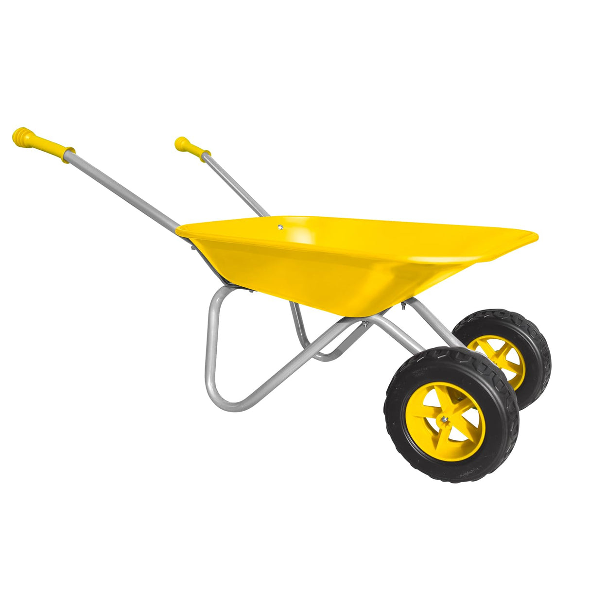 Kids Gardening Tool Set Wheelbarrow 2 Wheel Metal Wheelbarrow Toys (Yellow)