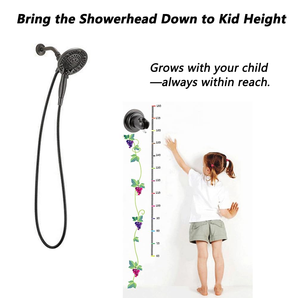 BOPai Suction Cup Shower Head Holder for Handheld Shower – No Drill, for Smooth Surfaces Only, Vertical Mount Only, Oil Rubbed Bronze