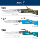 Opinel Colorama Series No. 8 - Stainless Steel Everyday Carry Folding Pocket Knife with Leather Strap, Painted Hornbeam Handles