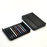 MIVLXLX Leather 12 Fountain Pen/Pencil Tray Case Organizer, Fashion Design, Handmade, Magnetic Closure with Drawer, Christmas Gift for Man/Woman/Office, 12 Slots(black)