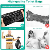 60 Portable Toilet Bags with Poo Gel Set, 8 Gallon Camping Toilet Bags with Absorbent Toilet Gel, Toilet Waste Bags, Leak-Proof Trash Bags for Camping Toilet, Traveling