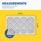 Aerostar 12x24x1 MERV 13 Pleated Air Filter, AC Furnace Air Filter, 6 Pack (Actual Size: 11 3/4" x 23 3/4" x 3/4")