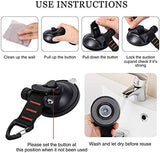 CONBOLA Suction Cup Hooks Heavy Duty 4 Pieces Car Camping Essentials Upgraded Tie Down Suction Cup Camper Accessories with Securing Hook Strong Power for RV Boat Window Glass Camping Trap.(4 pcs)