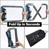 2 Pack Camping Stool, 16in Tall Large Size Folding Stool with Carry Bag, Aluminum Alloy Bracket, 1.5lbs Lightweight, Load Capacity to 300lbs, for Travel, BBQ, Fishing(2 Pack Grey)