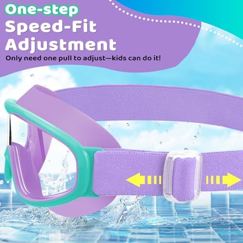 Vvinca Kids Goggles with Comfort Fabric Strap, Kids Swim Goggles Wide View Anti-Fog/UV No Leaking Swimming Goggles for 3-14
