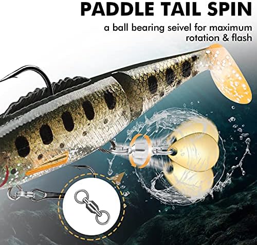 TRUSCEND Pre-Rigged Soft Fishing Lures, Well-Made Easy Catching Lures for Family Fishing, Great Action Swimbaits with Spinner, All-Conditions Fishing Gear for Bass Trout Walleye, Crappie Fishing Jigs