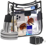 3 Pockets Large Clear Bag for Stadium Events with 2 Long Straps Purse for Women Crossbody Bag Concert Stadium Approved