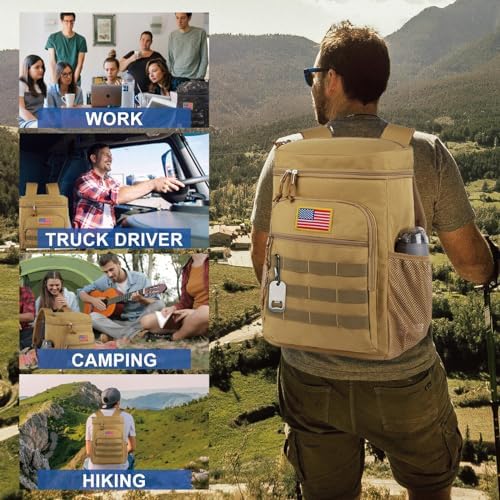 Tactical Backpack Cooler for Men, 25L Large Insulated Backpack Leak-Proof, Heavy Duty Lunch Backpack, Waterproof Ice Chest Bag Women Adults Work Daytrip Camping Beach Hiking