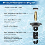 Hibbent Upgraded 3 in 1 Bathroom Sink Drain Strainer, Universal Pop Up Stopper, Removable Stainless Steel Filter Basket Hair Catcher, Sink Plug for 1.1''~2.36'' Basin, Brass Bullet Core, Matte Black