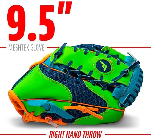 Franklin Sports Kids Baseball Glove + Ball Sets - Meshtek Youth Teeball Gloves for Kids + Toddlers - Left + Right Hand Throw Mitts + Glove Sets with Foam Balls - Boys + Girls Gloves - 9.5" Inch