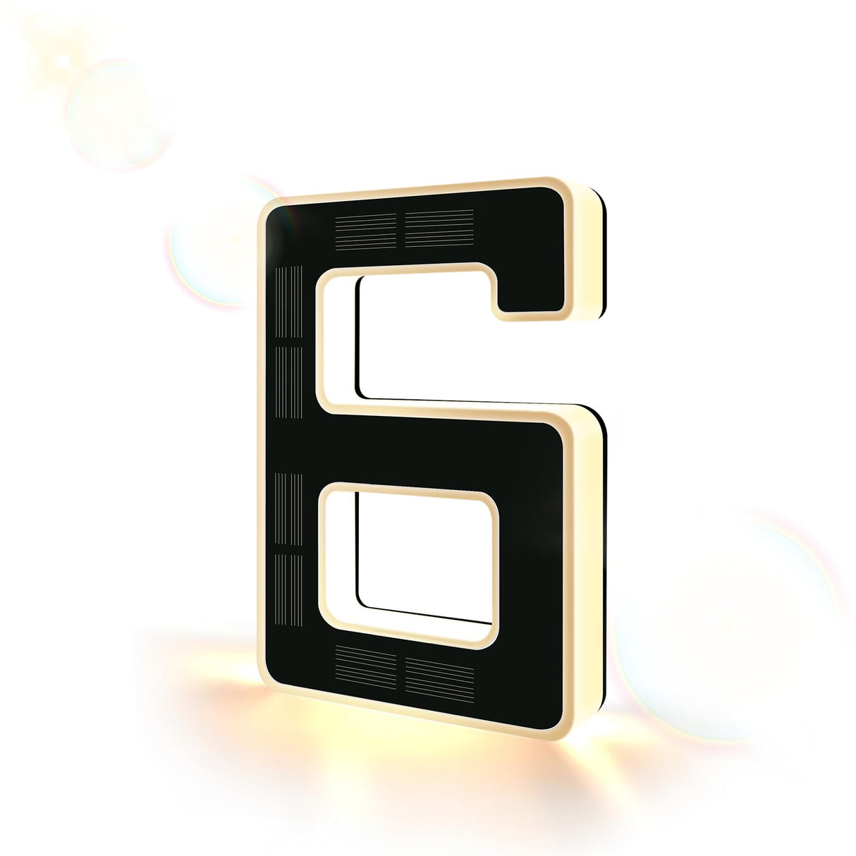 ISUNMEA 6.7 Inch Solar Lighted House Numbers for Outside, Light Up Waterproof LED Address Signs for Houses, Backlit Illuminated Exterior Modern House Numbers Light (6-Black, 6.7IN)