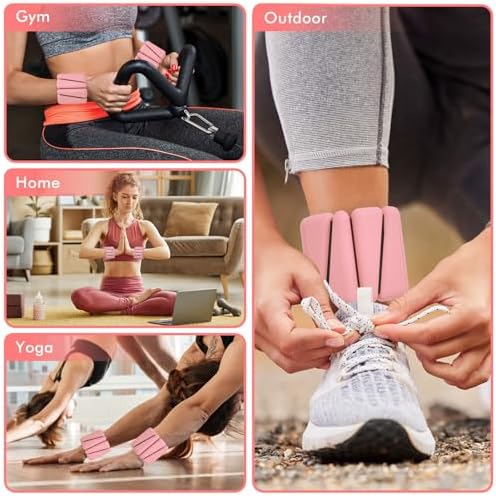 Wrist Weights, Ankle Weights for Women Men, Adjustable Wrist Weighted Bracelet for Home Gym Workout, Running, Yoga, Exercise, Strength Training, Set of 2 (1LB Each)