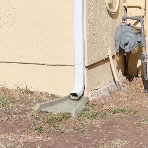 Suncast Poly Composite Easy to Use Decorative Outdoor Rain Gutter Downspout Extension Splash Block for Drains Under Gutters, Tan, 2 Pack