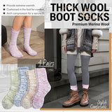 Anlisim Merino Wool Warm Boot Hiking Socks Thermal Extra Thick Winter Cozy Crew Comfy Cushioning Work Women Men Socks 4 Pairs