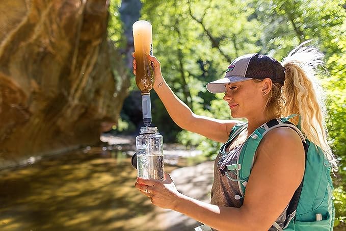 LifeStraw Peak Series – Solo Personal Water Filter for Hiking, Camping, Travel, Survival and Emergency preparedness. Removes Bacteria, parasites and microplastics, Pink Lemonade