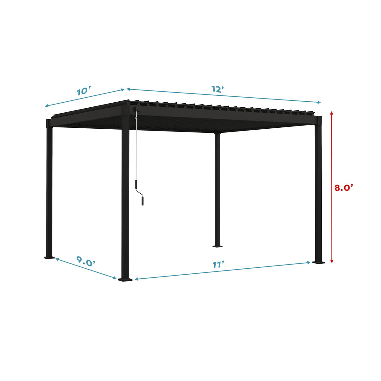 MIRADOR 80S Louvered Pergola 10' x 12', Modern Style with Adjustable Louvers and Integrated Drainage System for Deck Garden Yard, Easy Installation, Charcoal