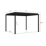MIRADOR 80S Louvered Pergola 10' x 12', Modern Style with Adjustable Louvers and Integrated Drainage System for Deck Garden Yard, Easy Installation, Charcoal
