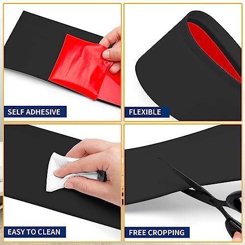 Flexible Baseboard Molding Trim 4 Inch Self-Adhesive Vinyl Wall Base Peel and Stick Cove Base Rubber Wall Baseboard Moulding Trim (20Ft, Black)