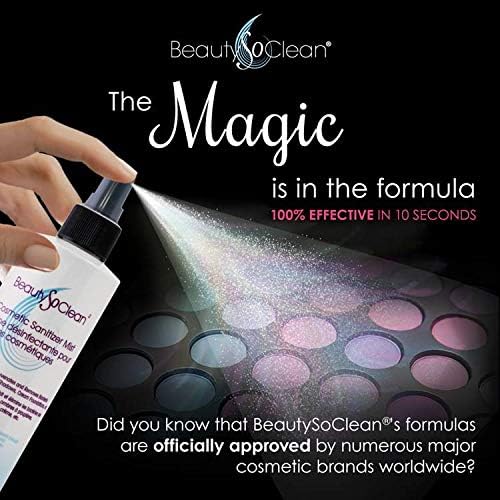 Beautysoclean Cosmetic Sanitizer Mist - (8.0 oz.) Makeup Sanitizing Spray for Powder-based Makeup Palettes & Pressed Cream Foundations, Bronzers, Concealers, Blushes, Eyeshadows.