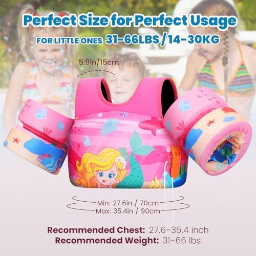 HeySplash Swim Vest for Kids, Toddler Pool Floaties Fit 20-50/70 Lbs, Children Swimming Vest with Adjustable Strap, Swim Jacket Water Wing Arm Float, Puddle Sea Beach Boat Jumper Boy Girl Baby