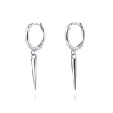 SLUYNZ Sterling Silver Spike Small Hoop Earrings for Women Teen Girls Geometric Hoop Earrings Huggie Drop (A-SILVER)