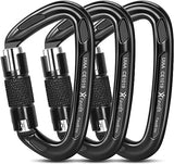 Heavy Duty Locking Climbing Carabiner - Favofit 25KN 42KN UIAA Certified Auto Lock Carabiner Clip for Arborist - 3.9'' Large Rock Climbing Hook for Hammock Rappelling Hunting