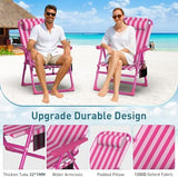 Suteck Backpack Beach Chair, 6-Positions Beach Chairs for Adults with Cooler Bag, Reclining Beach Chair with Cup Holder Folding Camping Chair for Sand Outdoor