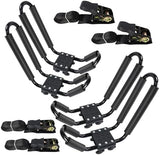 2 Pairs Kayak Rack J-Bar Car Roof Rack for Canoe Carrier SUP Paddle Surfboard Mount on Car SUV and Truck Crossbar, Includes 4 Pcs Roof Rack Tie Down Straps.