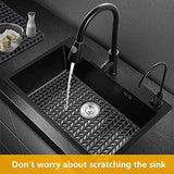 Sink Protectors for Kitchen Sink 16x12 & 18x12 & 19x13 & 24x12.5 & 26x14 & 28x14 & 29x15,Silicone Kitchen Sink mats Protector for Bottom of Farmhouse Sink(26"x14"Rear Drain Gray)