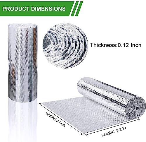 Bubble Reflective Insulation Roll to Window Insulation for Winter, Double Side Aluminum Bubble Foil Insulation Roll for Keep Heat,59"x 99" Thermal Insulation Shield,RV Window Insulation.