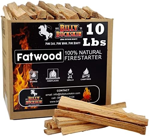 10 lbs. Fatwood Fire Starter Sticks, Perfect Firestarters for Firepit, Campfires, Fireplaces, Bonfires, BBQ, Wood Stoves, Easy Ignition with Just 2 Sticks for Camping, Camping Essentials(10 Pound Box)