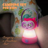 Kids Camping Lantern with Headlamp LED Light | Outdoor Adventure Flashlight for Children | Safe & Durable Camping Gear | AA Battery Powered | Kids' Night Camping Essential | Pink Owl
