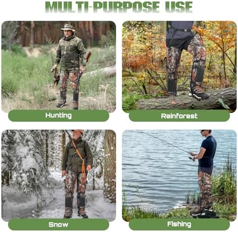 Kalkal Snake Gaiters, 1200D Waterproof Snake Chaps Snake Bite Protection for Ankle to Thigh, Snake Proof Gaiters Snake Guards with Adjustable Size for Men Women